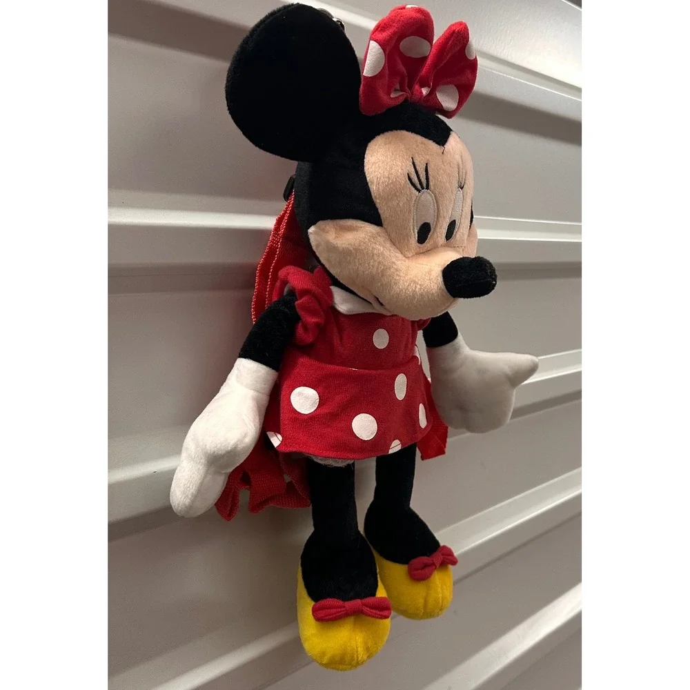 Minnie‎ Mouse Plush Backpack Disney Polka Dot Dress Small Kids Toddler